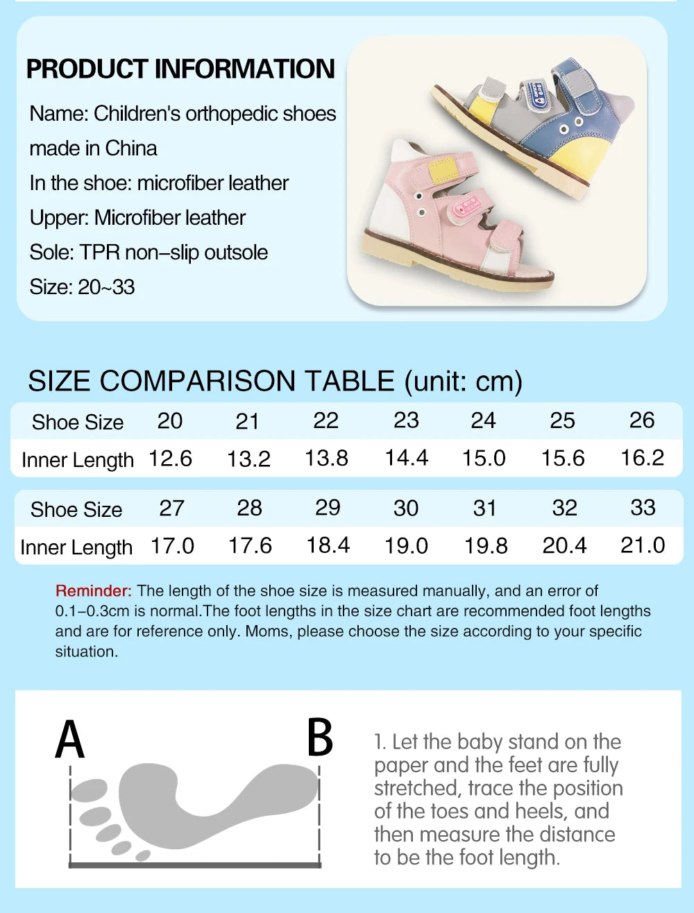 Ortoluckland Toddler Girls Sandals New Children Orthopedic Flatfeet Shoes Summer Boys Arch Support Footwear Size20 To33