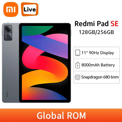 Global ROM Xiaomi Redmi Pad SE 128/256GB Snapdragon 680 Octa Core 90Hz 11" FHD+ Display 8000mAh Battery Bluetooth 4.2 Mi Tablet