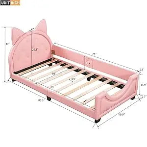 Bed Frame, Twin Size Wood Platform Bed Frame, with House-Shaped Headboard for Boys Girls Kids Toddle, Children Beds