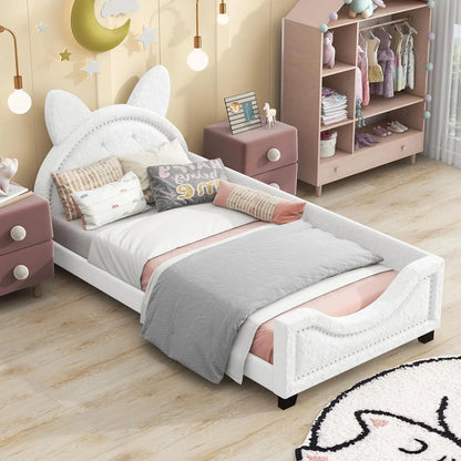 Bed Frame, Twin Size Wood Platform Bed Frame, with House-Shaped Headboard for Boys Girls Kids Toddle, Children Beds