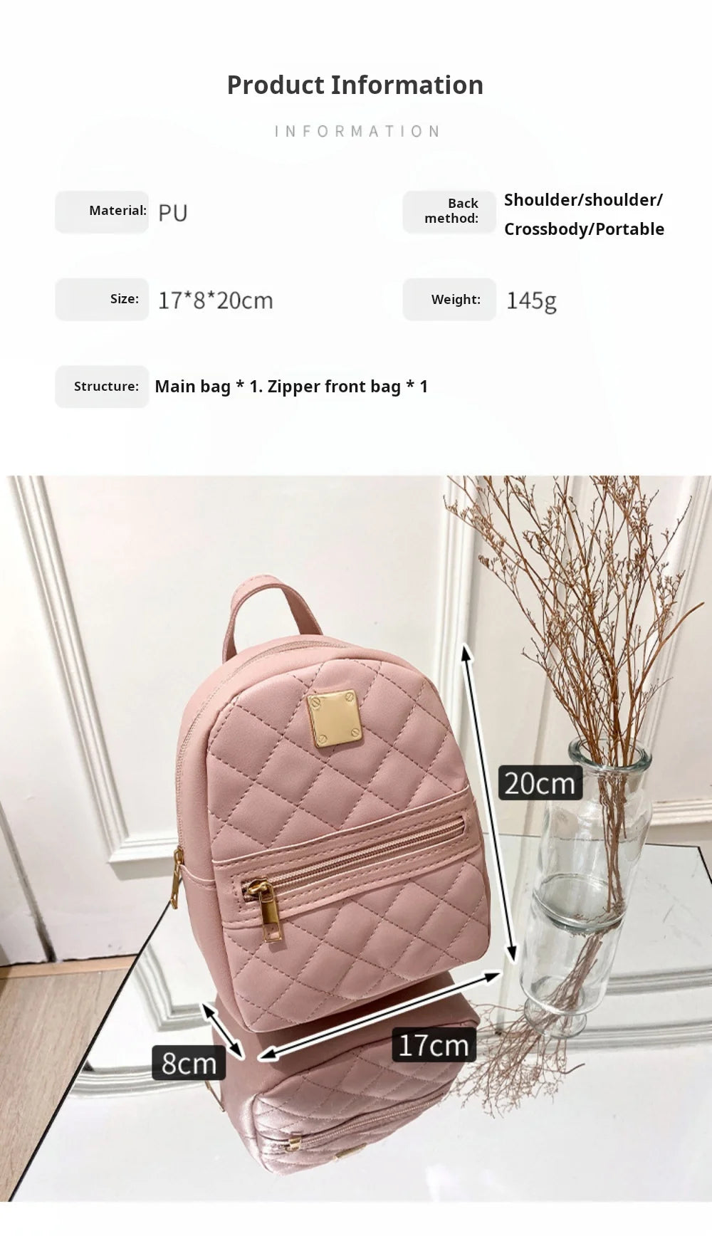 Backpack for Women PU Leather Multifunction Crossbody Bag Ladies Phone Pouch Pack Luxury Brand Shoulder Bag Messenger Bags