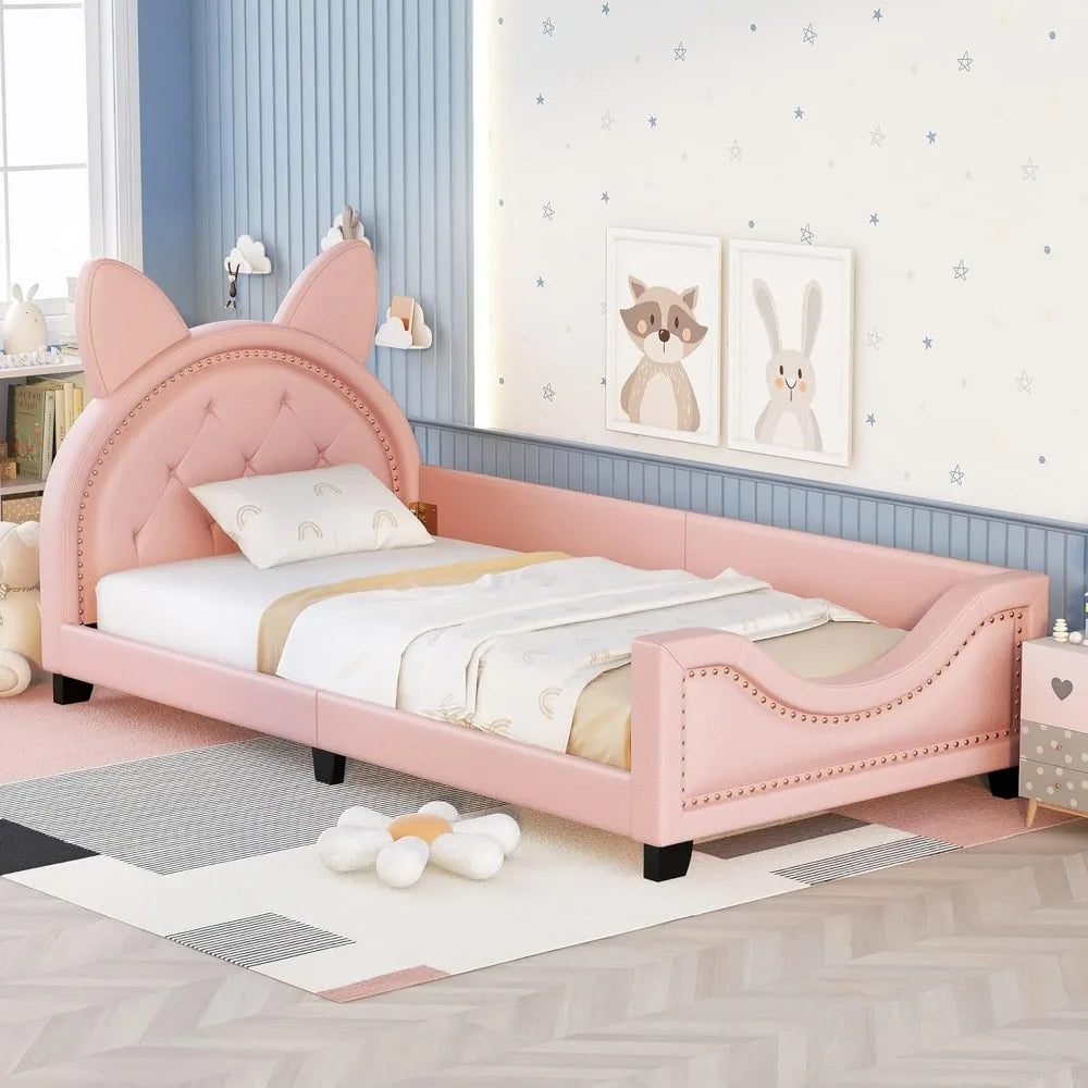 Bed Frame, Twin Size Wood Platform Bed Frame, with House-Shaped Headboard for Boys Girls Kids Toddle, Children Beds