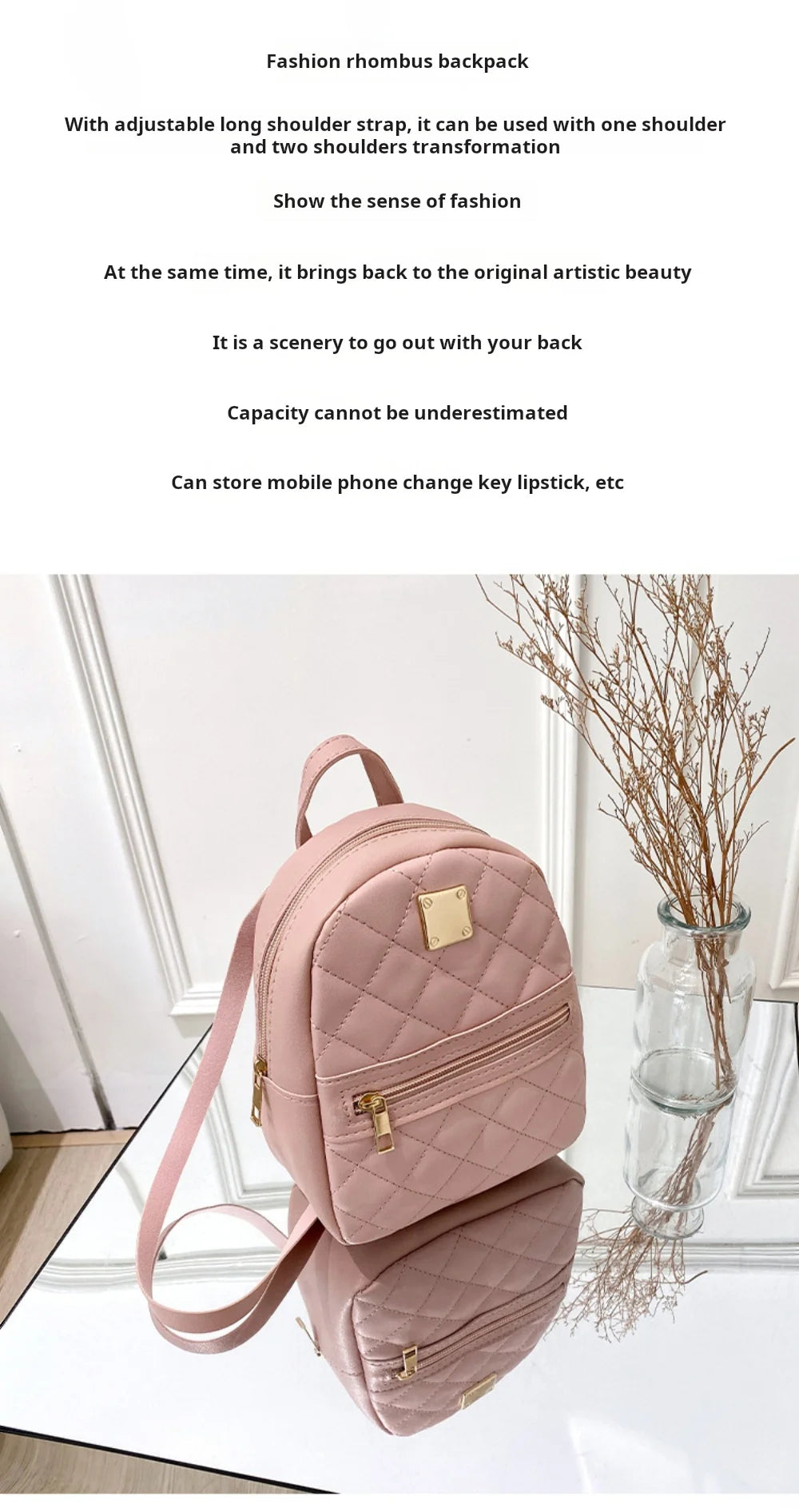 Backpack for Women PU Leather Multifunction Crossbody Bag Ladies Phone Pouch Pack Luxury Brand Shoulder Bag Messenger Bags