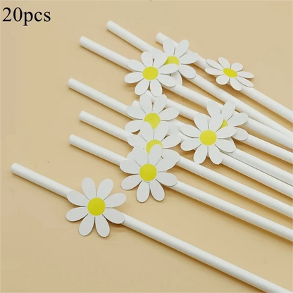 Daisy Series Paper Banners Stickers Craft Hanging Lebels for Happy Birthday Baby Shower Party Decorations Wedding Gifts Supplies