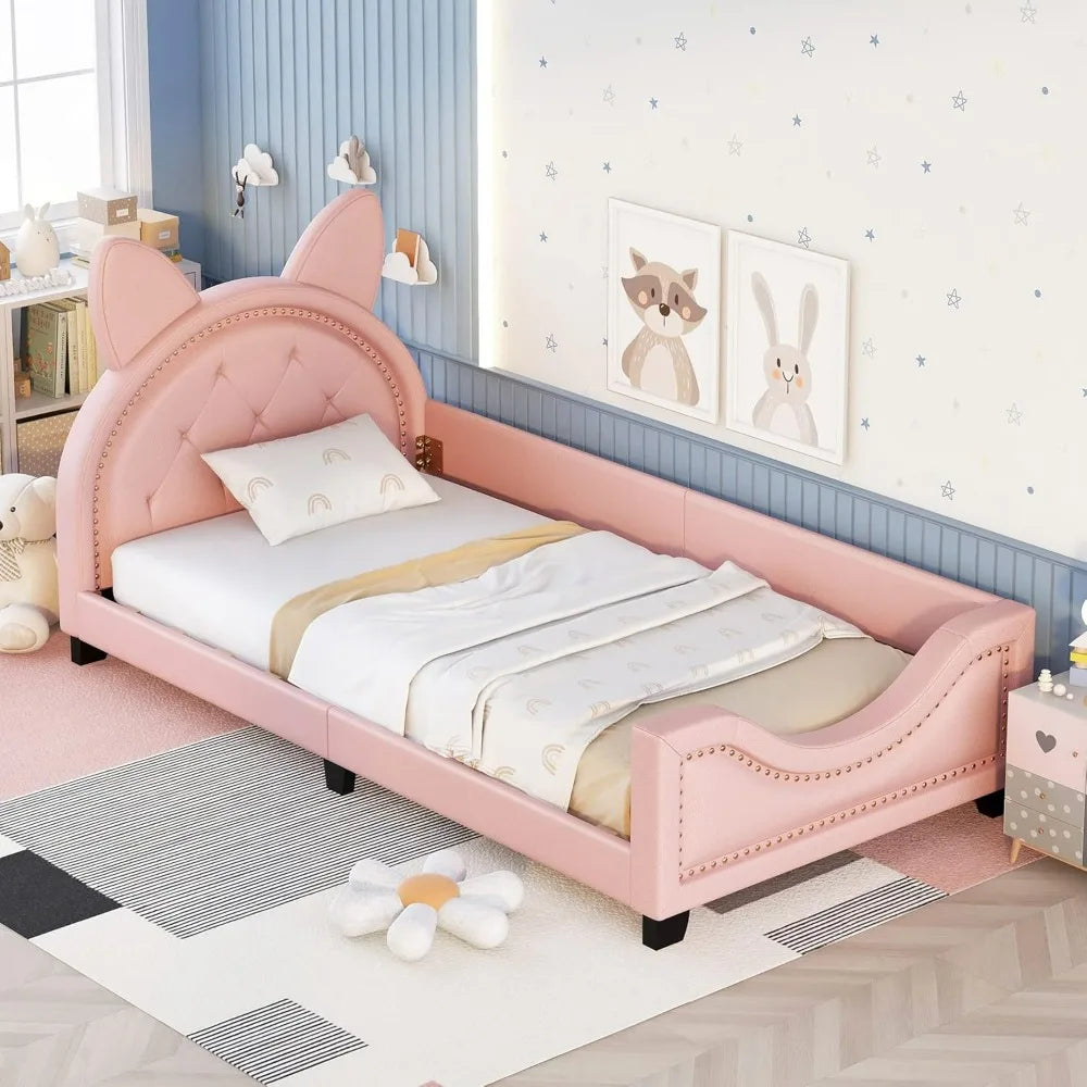 Bed Frame, Twin Size Wood Platform Bed Frame, with House-Shaped Headboard for Boys Girls Kids Toddle, Children Beds