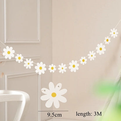 Daisy Series Paper Banners Stickers Craft Hanging Lebels for Happy Birthday Baby Shower Party Decorations Wedding Gifts Supplies