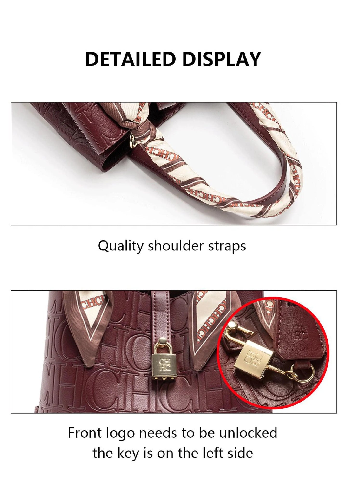 CH Large Capacity Tote Bag Elegant Temperament Women's Shoulder Bag Embossed Women's Crossbody Bag Letter Printing Design Ladies